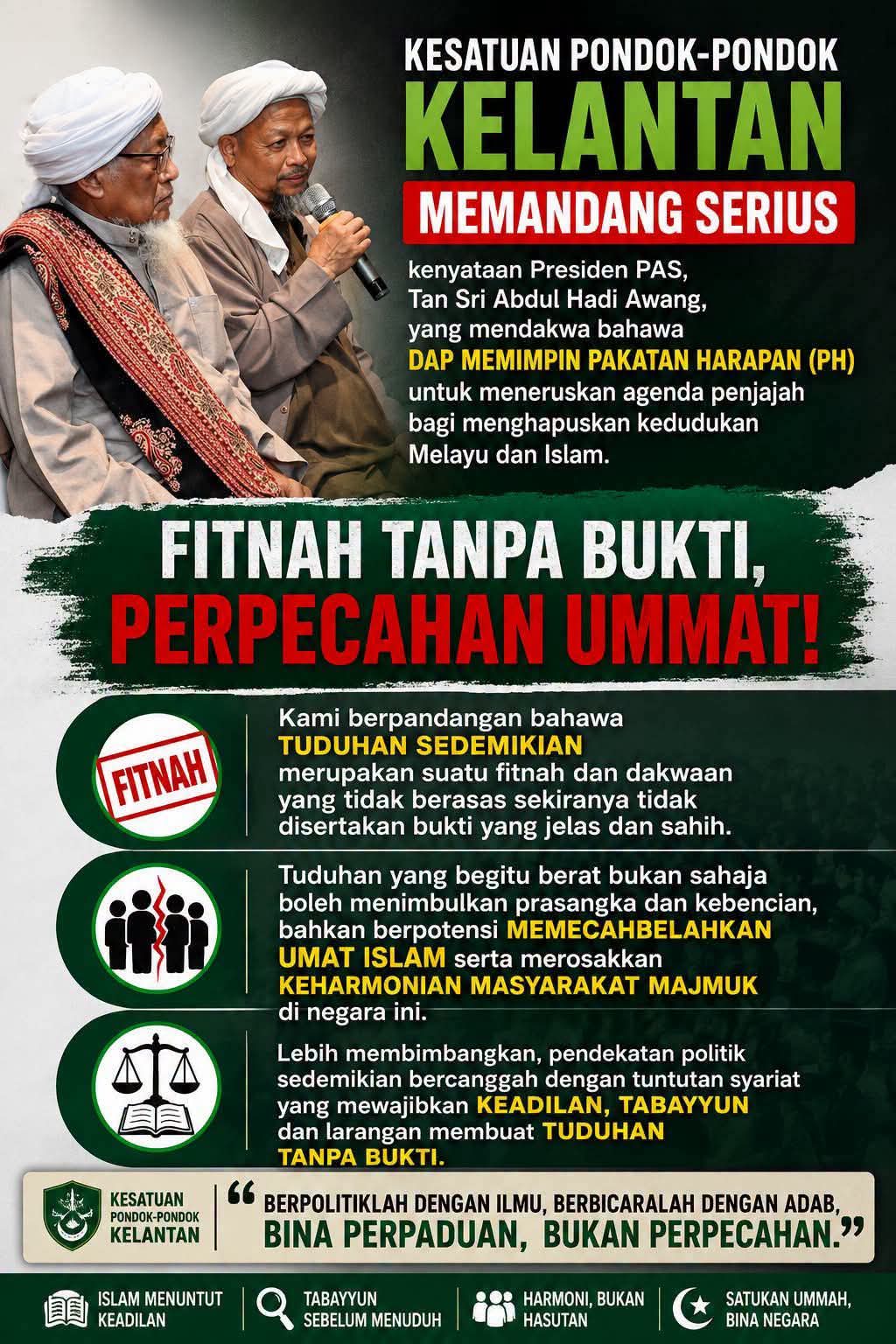 UMAT ISLAM DISERU MENOLAK POLITIK FITNAH DAN PERPECAHAN